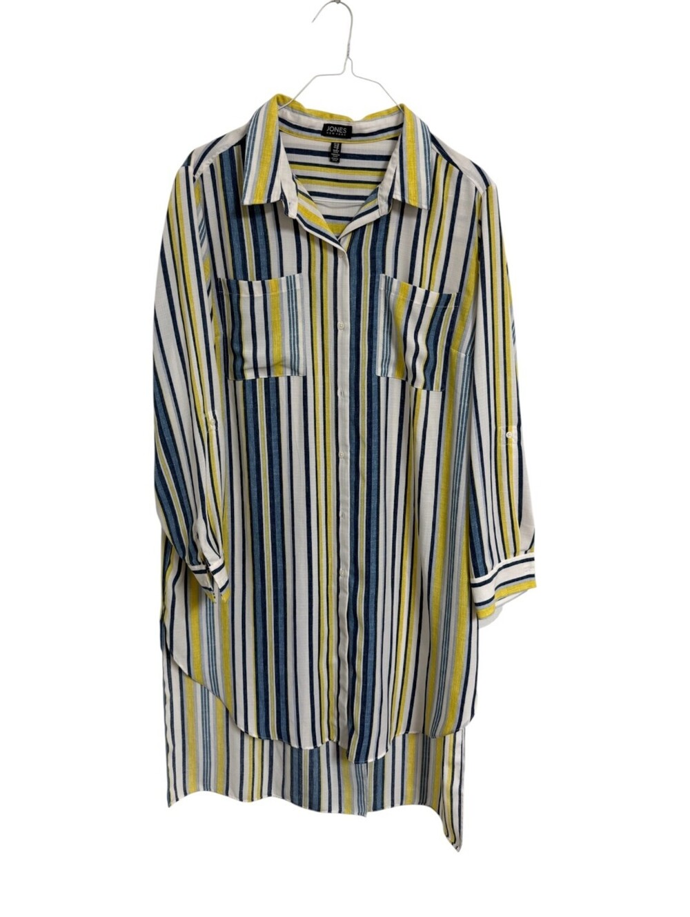 Jones New York Striped Long Sleeve Shirt Dress 2X Coastal Grandmothe Preppy Chic